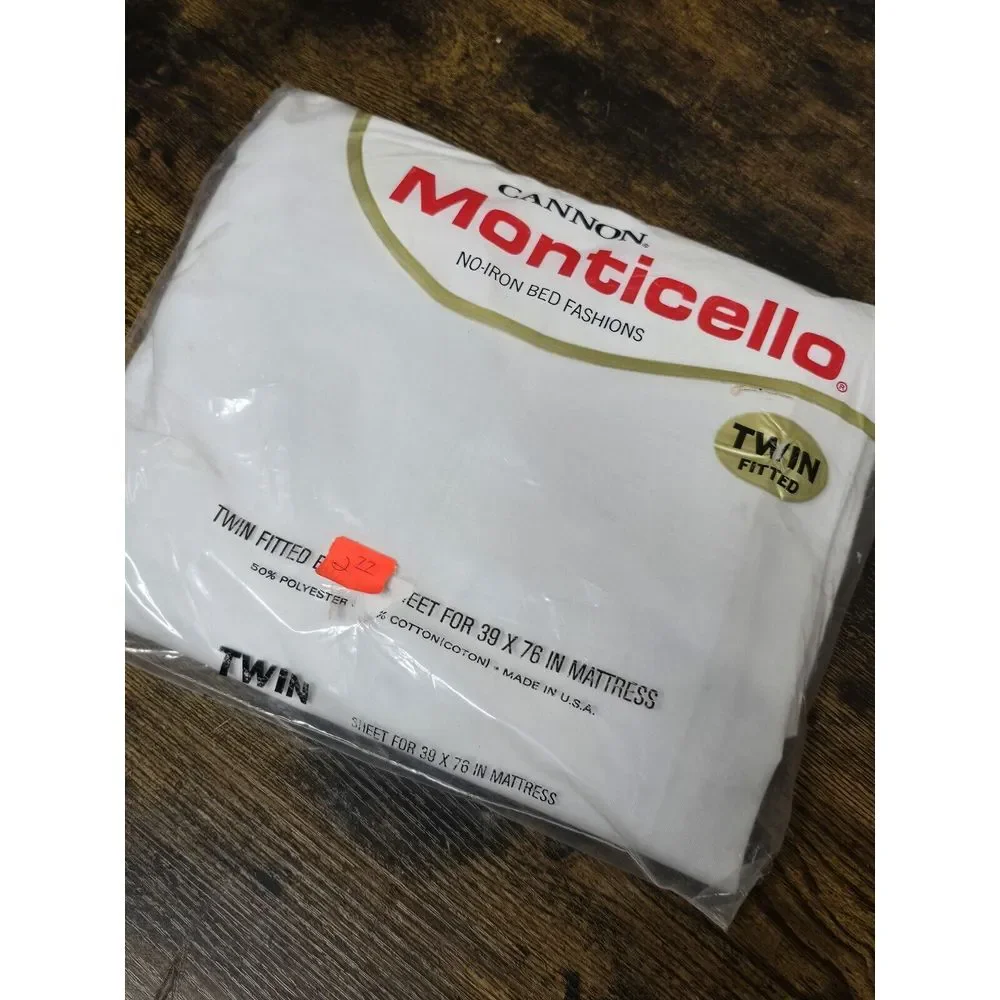 Vtg Cannon Monticello White‎ Twin Single Flat Top Bed Sheet NIP NEW NOS 66 x 96